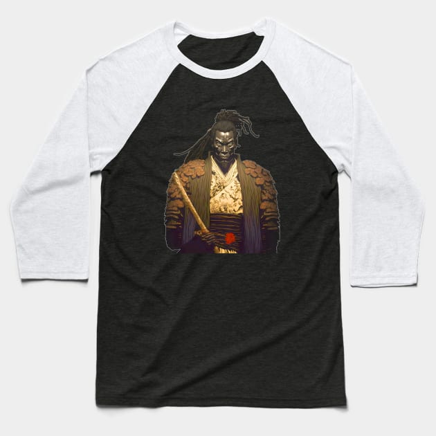 Yasuke the Black Samurai in Feudal Japan (1579) No. 1 on a Dark Background Baseball T-Shirt by Puff Sumo